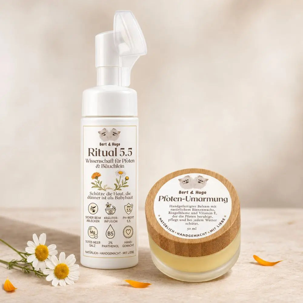 Bert &amp; Hugo Duo Care Set: Ritual 5.5 Science for Paws &amp; Tummies + Paw Hug